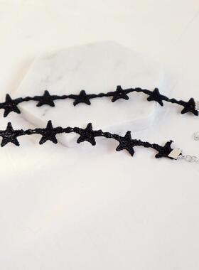 项链女长款系带Choker颈带黑色蕾丝星星蝴蝶结颈链项圈短款锁定制