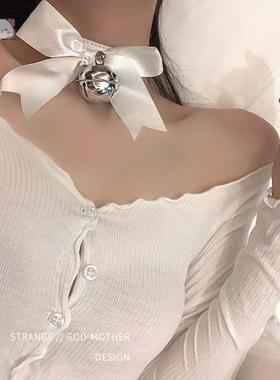 蕾丝花边铃铛项圈可爱甜美软萌配饰少女复古蝴蝶结颈环锁骨链定制