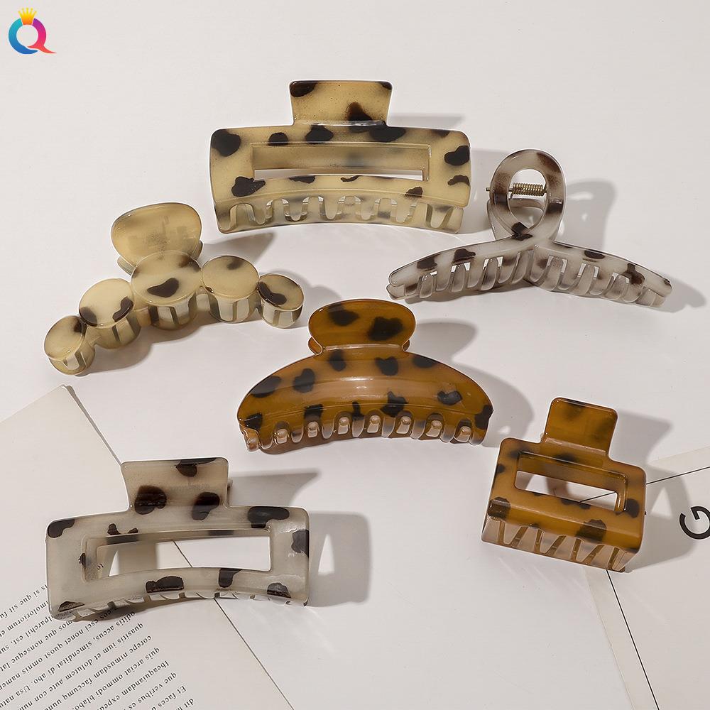 奇阅新款仿醋酸盘发抓夹时尚豹纹发夹扎马尾几何夹子发卡发饰定制