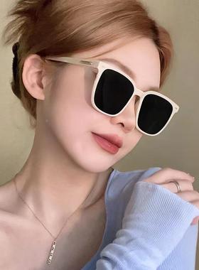 白色墨镜女高级感ins夏海边网红眼镜近视太阳镜男款显定制