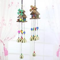 Artificial production of colored wooden houses windbell pendant alloy pipe field wind bells hanging decoration windmills small house scenic area student gift