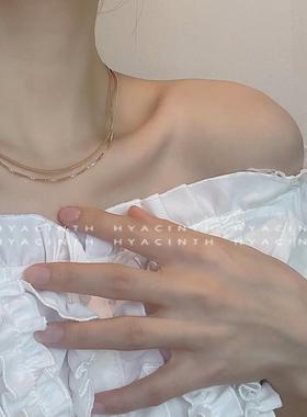 韩国气质双层蛇骨链简约气质夏季网红潮人流行金属颈链锁骨链定制