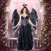 New Halloween dark Black Angels Devils Long dress cosplay Sexy wing female Witch Show Costume