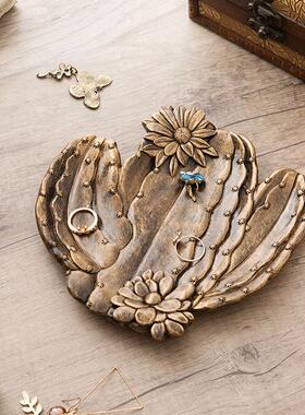 北欧INS仙人掌装饰品摆件茶几糖果干果碟门口鞋柜钥匙杂物收纳盘