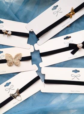 蝴蝶系列项圈饰品复古巴洛克宫廷黑色丝绒颈带choker锁骨链项定制