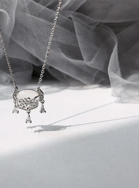 闪钻长命锁项链设计感小众冷淡风百搭甜美女锁骨链古风饰品定制