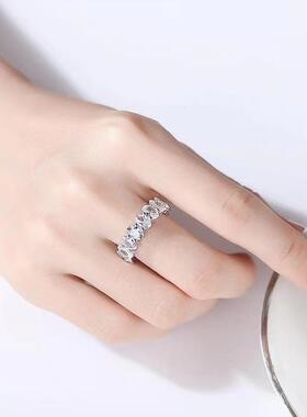 名媛风时尚个性ins小众设计情侣食指尾戒 蛋形满钻戒指女饰品定制