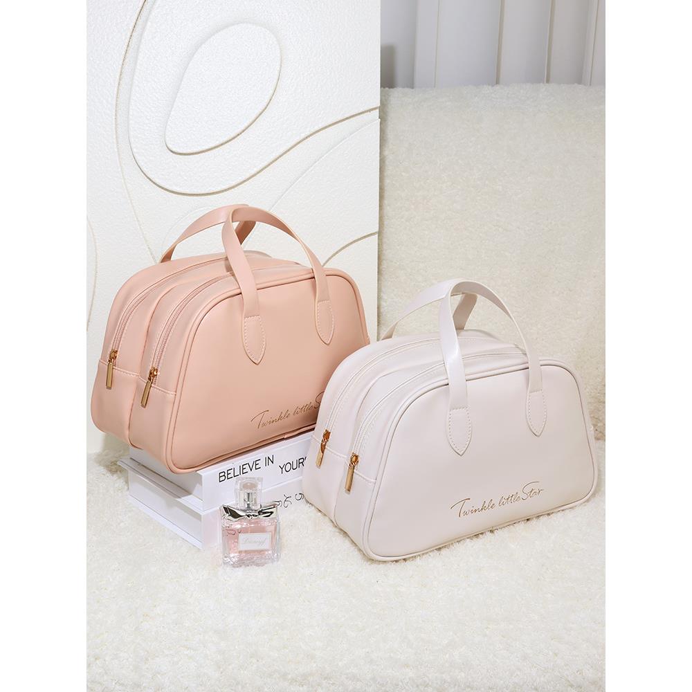 pu双层化妆包大容量高级感一个起批tagi化妆袋洗漱包高级感小众定