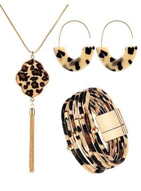 合金磁铁扣皮革豹纹手链穿珠皮