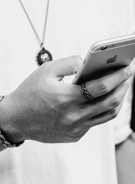 欧美简约复古麻花钛钢戒指开口男女个性指环时尚百搭情侣对戒定制