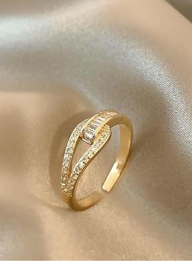 韩国微镶简约食指戒指女时尚个性开口可调节网红气质中指指环定制