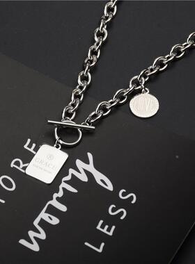 欧美街头嘻哈蹦迪项链女锁链网红吊牌LOVE字母不锈钢吊坠定制