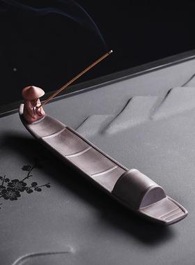 原创新品紫砂卧香线香插创意渔翁垂钓线香盒香插香座家居摆件定制