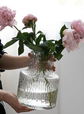 北欧简约透明花瓶ins网红插花瓶水培鲜花玻璃瓶家居摆件玻璃花瓶