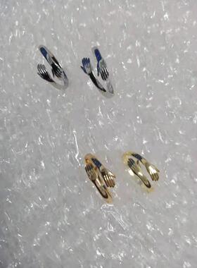 S925银复古工艺 双手拥抱指环女友礼物 开口女款泰银戒指定制