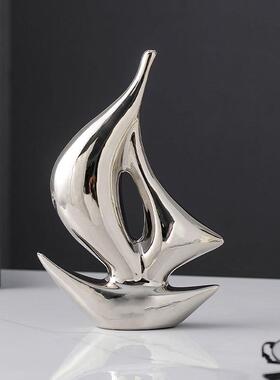 现代一帆风顺摆件创意客厅玄关电视柜家居装饰帆船工艺品礼物