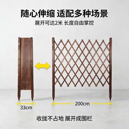 菜园隔断围栏防腐木栅栏菜地伸缩篱笆庭院户外草坪院子花园爬藤架 - 图1