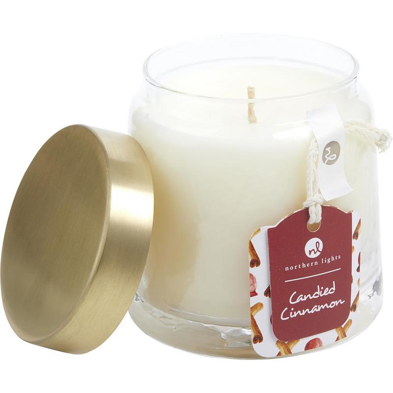 -CANDIED CINNAMON; SCENTED SOY GLASS CANDLE 10 OZ.  COMBIN - 图0