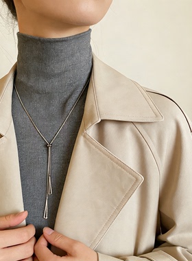 钛钢几何三角长款毛衣链不掉色