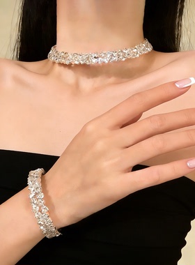 名媛轻奢爆闪多层锁骨项链