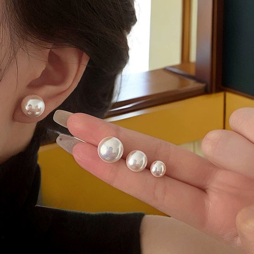 天然谈水强光珍珠耳钉新款轻奢高级感银饰耳环S952银真品防过敏 - 图0
