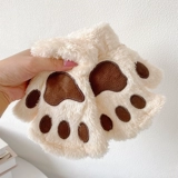 Перчатки, зимний демисезонный удерживающий тепло милый бархатный флисовый комплект для школьников для мальчиков, в корейском стиле, плюшевые, без пальцев, увеличенная толщина