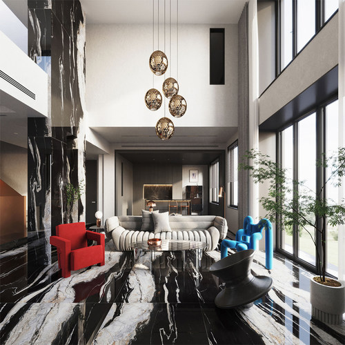 佛山奢石岩板背景墙1200x2400瓷砖酒店餐厅客厅大板别墅轻奢地砖 - 图2