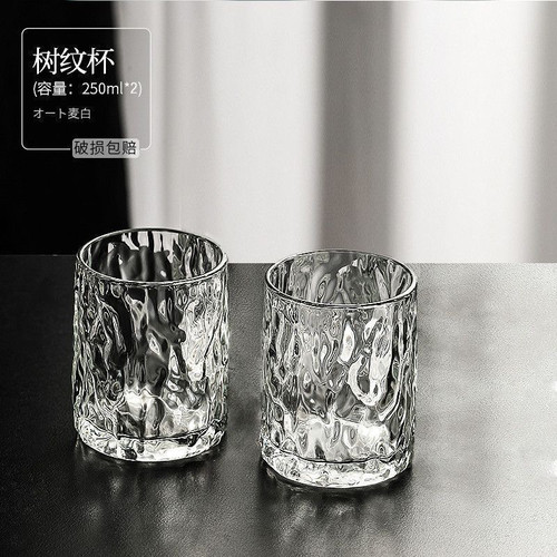 ins玻璃杯茶杯家用水杯威士忌高颜值酒杯日式喝水套装冰川杯子 - 图0
