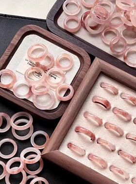 天然桃花酿素圈戒指小红书爆款ins金丝玉甜美手环简约闺蜜款圆环