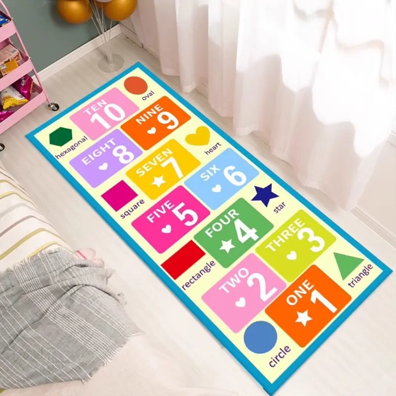 儿童房幼儿园卡通游戏跳房子格子地毯卧室床边毯女孩益智防滑地垫,淘宝优惠券,粉丝福利购,淘宝优惠卷