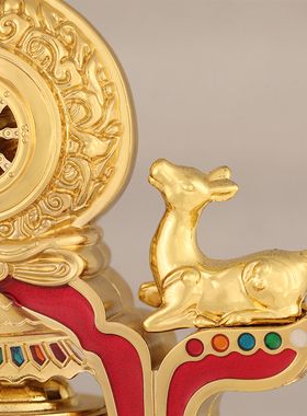 西藏式八吉祥车载转轮摆件电池款双鹿法轮十相自在车内装饰品转筒