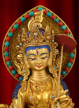 白伞铜摆件藏白伞佛尼泊尔供桌大母佛像掐丝佛像7寸手工大式居家