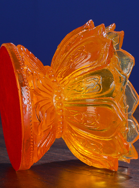 莲花手摇转动轮底座民族风仿琉璃藏传佛前摆件莲花手摇转动筒底座