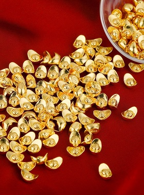 纯银元宝曼扎宝石实心银子摆件宝瓶装藏品镀24K金实心金元宝