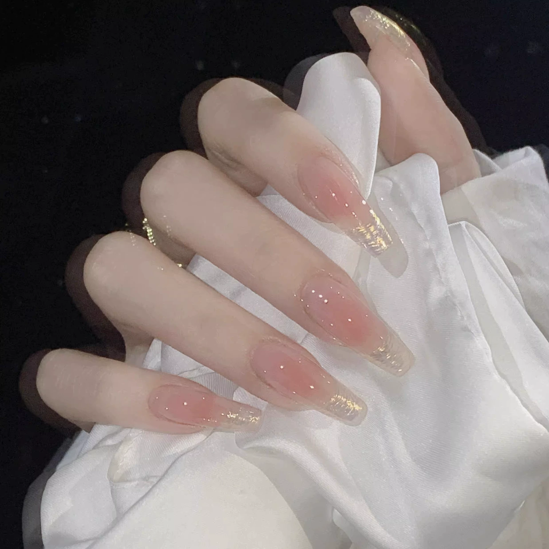 曼辞纯手工穿戴甲落日余晖裸色腮红魔镜粉法式甲片显白新娘假指甲,淘宝优惠券,粉丝福利购,淘宝优惠卷