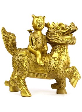 纯铜麒麟摆件送子摆设