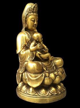 纯铜佛像摆件送子观音