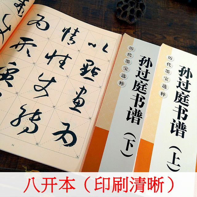 Sun Guoting's calligraphy book 2 volumes, 8-open full text enlarged version, 8cm high-definition, single-character note, selection of calligraphy and calligraphy of all dynasties, copying and practicing cursive calligraphy, calligraphy and brush practicing calligraphy, Jiangsu Phoenix Art Publishing House