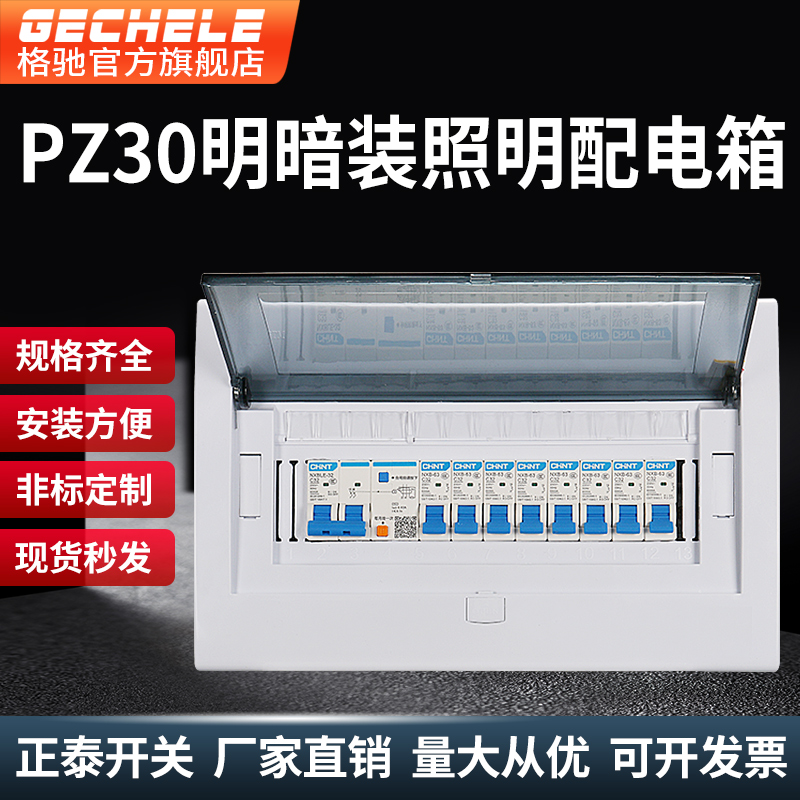 PZ30配电箱20回路家用强电箱18位暗装空开盒明装正泰空气开关盒子 - 图0