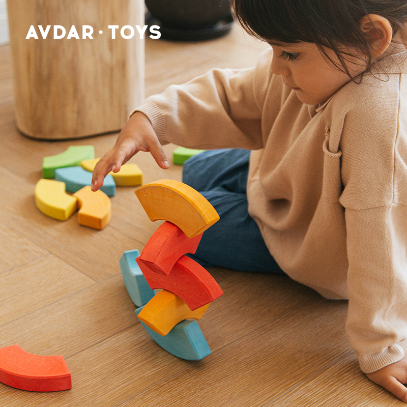 AVDAR 小建筑师系列多块弯块积木 男孩女孩儿童益智玩具早教教具 - 图2