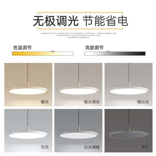 意式极简吊灯升降餐厅灯圆灯卧室书房led灯智能新款简约餐桌灯具 - 图3