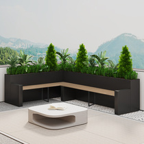 Outdoor Anticorrosive Wood Flower Case Benches Patio Terrace Terrace Suspended Flower Case Seat Combination Custom Partition Green Plant Flower Slot Chair