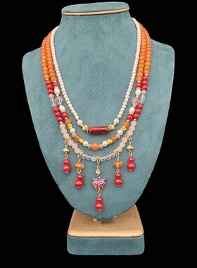 汉服软璎珞古风项链仿珍珠璎珞多层流苏项链汉元素配饰国风饰品