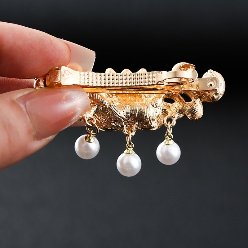 古典仿珐琅花朵发夹女学生超仙珍珠流苏一字夹现代汉服配饰侧边夹,淘宝优惠券,粉丝福利购,淘宝优惠卷