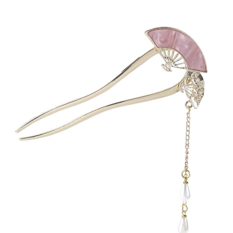 国风贝母蝴蝶珍珠发簪优雅气质U型双插流苏发钗汉服装饰盘发插梳,淘宝优惠券,粉丝福利购,淘宝优惠卷