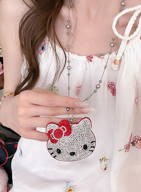 可爱卡通KT猫咪水钻项链女2025新