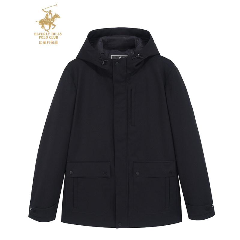 【保暖鹅绒】比华利保罗秋冬新款男士羽绒服百搭时尚连帽外套