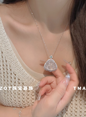 天然玉石高冰弥勒佛吊坠项链玉髓