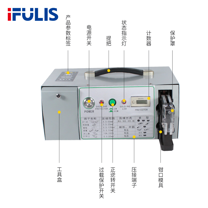 电动压线钳EM-50B2冷压端子压接机压线机电动接线工具0.5-50平方-图0