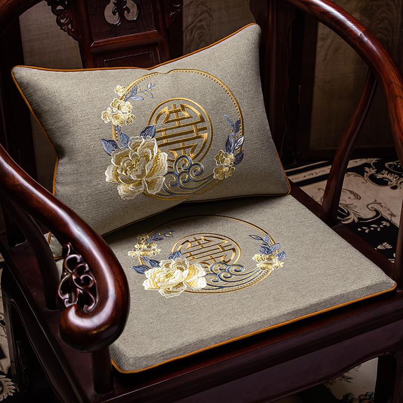 新中式红木沙发坐垫椅子椅垫四季通用防滑茶桌餐椅圈椅座垫子定制 - 图2